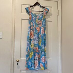 LOFT Vibrant Floral Midi Dress
